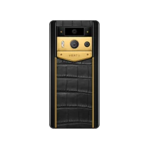 گوشی موبایل متاورتو 2 سفارشی لاکچری چرم کروکدیل مشکی طلایی METAVERTU 2 LUXURY CUSTOM-MADE ALLIGATOR SKIN – GOLD AND BLACK