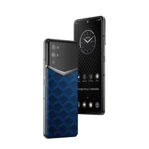 گوشی موبایل آی ورتو مدل رنگ ابی  IVERTU MONOGRAM CANVAS LEATHER 5G PHONE – BLUE