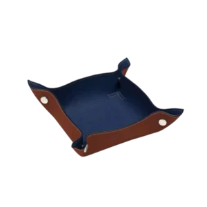 سینی سرو چرم نارنجی ابی CALF LEATHER SERVING TRAY – ORGANGE & BLUE