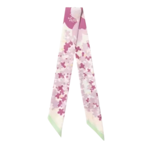 روسری و دستمال گردن ابریشمی ورتو SEASON-DAIGO SIGNATURE FLORAL PRINT SILK SKINNY SCARF – CERISE