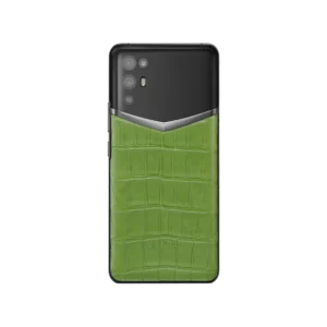 گوشی ای ورتو چرم کروکدیل سبز بامبو اورجینال اکبند رجیستر شده IVERTU ALLIGATOR SKIN 5G PHONE – BAMBOO GREEN