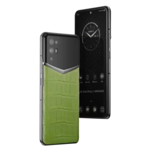 گوشی ای ورتو چرم کروکدیل سبز بامبو اورجینال اکبند رجیستر شده IVERTU ALLIGATOR SKIN 5G PHONE – BAMBOO GREEN