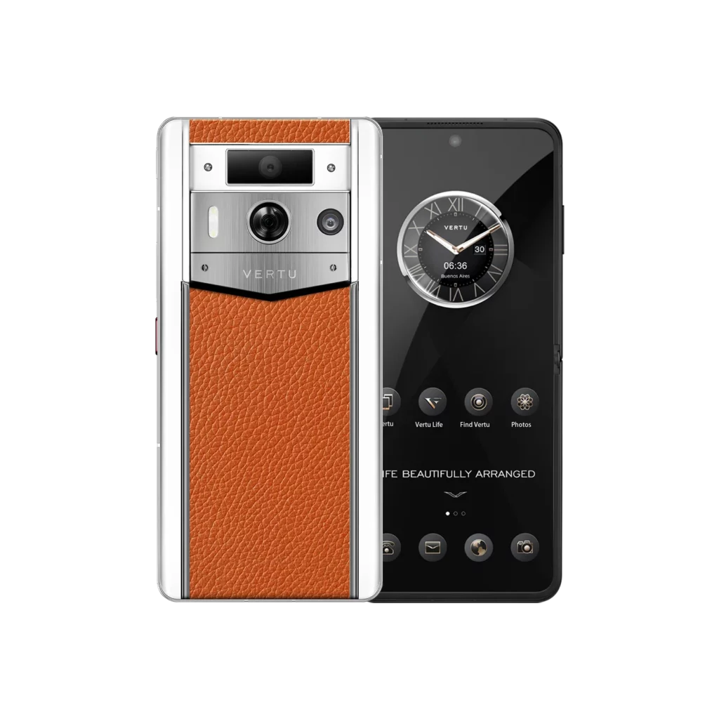 گوشی هوش مصنوعی وب ۳ متاورتو ۲ مکس با صفحه نمایش سفید، پوست گوساله و رنگ نارنجی (قاب نقره‌ای)-سفیران همراه
