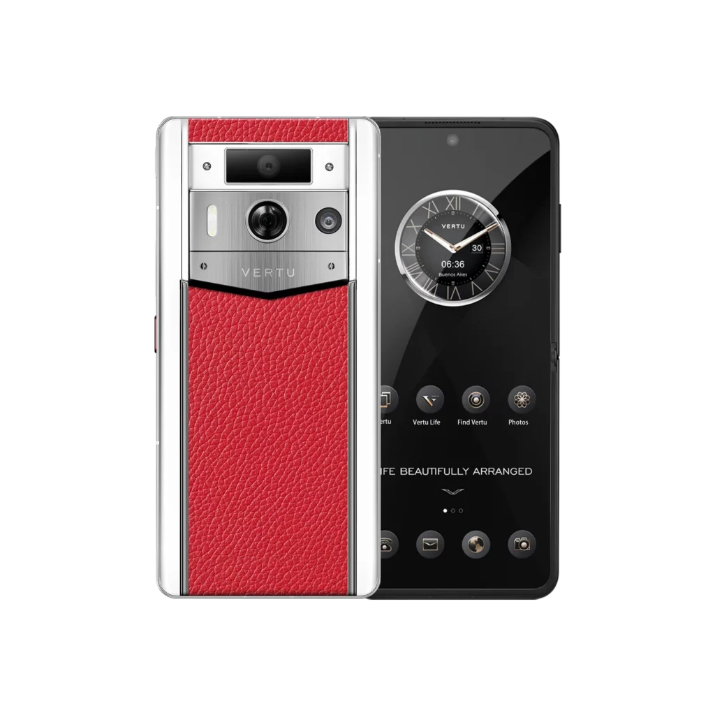 گوشی هوش مصنوعی وب ۳ با صفحه نمایش سفید Metavertu 2 Max از جنس پوست گوساله - طرح توت (قاب نقره‌ای)- سفیران همراه